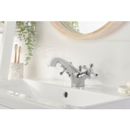 Bristan Colonial Chrome-Plated 120mm Standard Cross Head Mono Basin Mixer Tap  With Pop-Up Waste