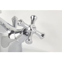 Bristan Colonial Chrome-Plated 120mm Standard Cross Head Mono Basin Mixer Tap  With Pop-Up Waste