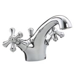 Bristan Colonial Chrome-Plated 120mm Standard Cross Head Mono Basin Mixer Tap  With Pop-Up Waste