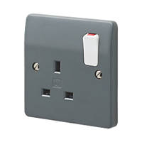 MK Logic Plus 13A 1-Gang DP Switched Plug Socket Grey  with White Inserts
