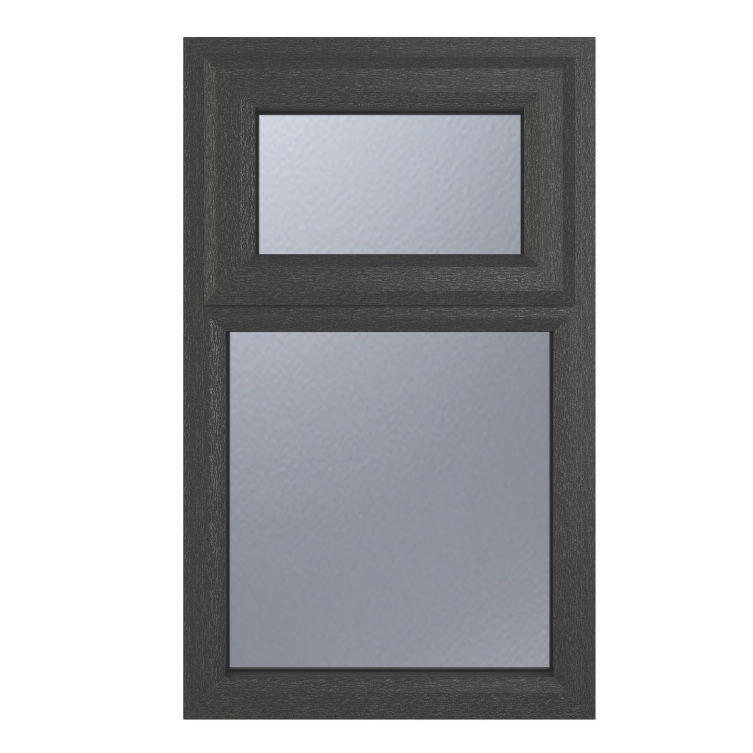 Crystal Top Opening Obscure Triple-Glazed Casement Anthracite on White uPVC Window 610mm x 1115mm (897JN)