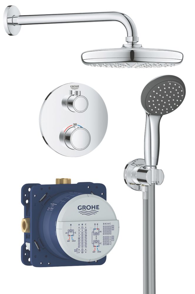 Grohe Precision Trend HP Rear-Fed Concealed Chrome Thermostatic Shower System - 4