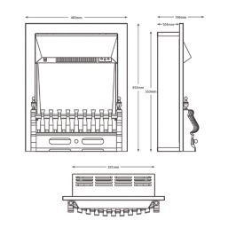 Be Modern Bayden Chrome Rotary Control Inset Electric Fire 483mm x 196mm x 593mm