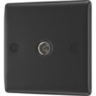 British General Nexus Metal 1-Gang Coaxial TV / FM Socket Matt Black with Colour-Matched Inserts