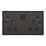 LAP  13A 2-Gang SP Switched Socket + 3A 45W 2-Outlet Type A & C USB Charger Black Nickel with Black Inserts