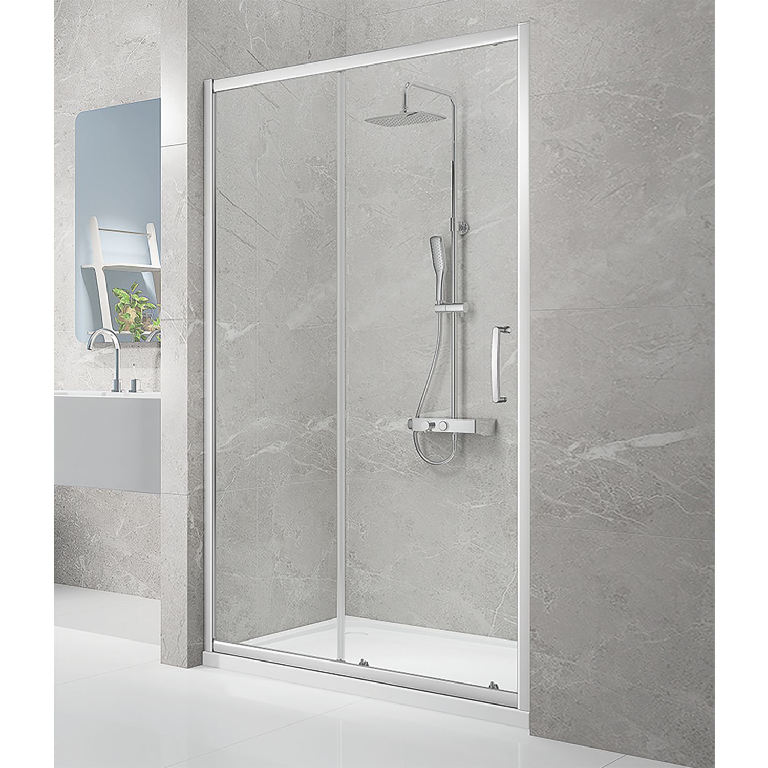 Triton Neo Eight Framed Rectangular Sliding Shower Door Chrome 1200mm x 1900mm (897TK)