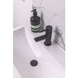 ETAL Unslotted Push Button Basin Waste Matt Black 60mm