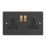 Varilight  13A 2-Gang 2-Pole Switched Socket Matt Black  with Black Inserts