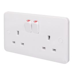 Schneider Electric Lisse 13A 2-Gang DP Switched Plug Socket White