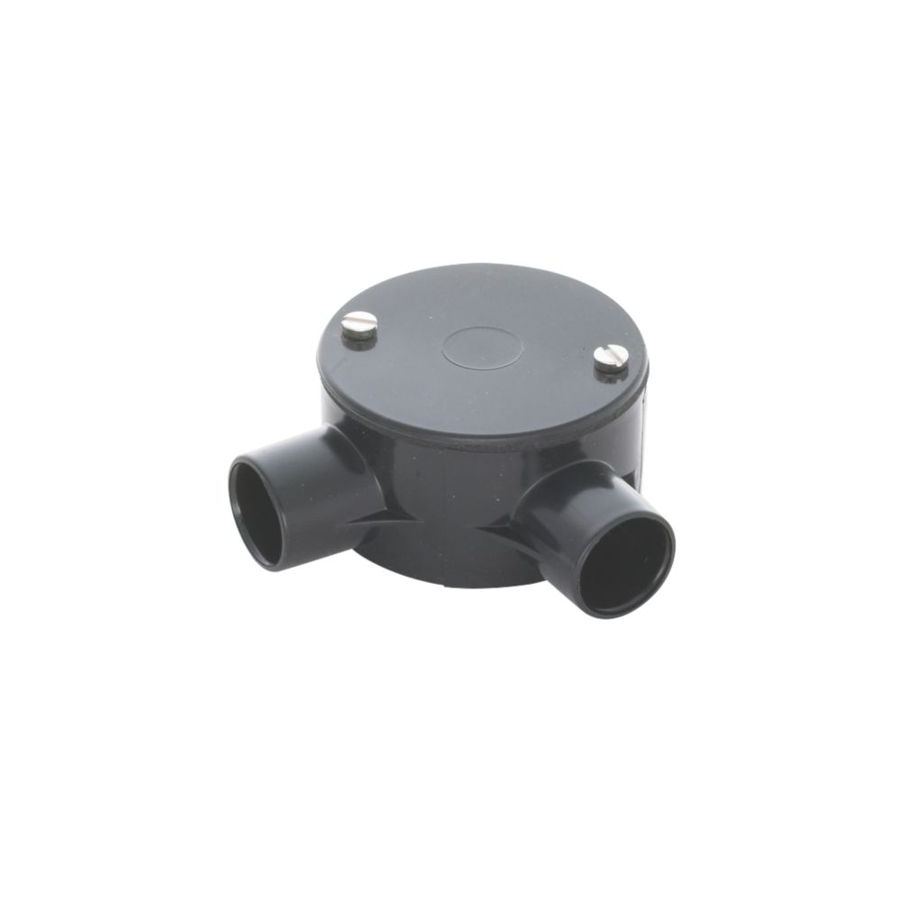 Tower 2 Way 20mm Angle Box Black | Plastic Conduit | Screwfix.com