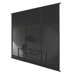 Spacepro Classic 3-Door Framed Glass Sliding Wardrobe Doors Black Frame Black Panel 2216mm x 2260mm