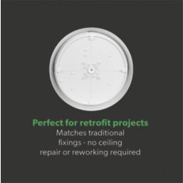 4lite KUDO Indoor & Outdoor Maintained Emergency Round LED Emergency Wall/Ceiling Light Bulkhead with Microwave Sensor White  18W 1700lm