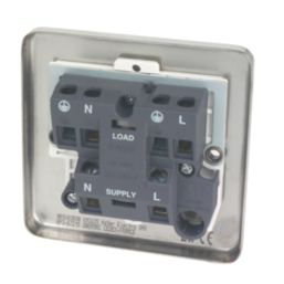 Hager Sollysta WRSU83BSW  13A Unswitched Fused Spur  Brushed Steel with White Inserts