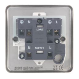 Hager Sollysta WRSU83BSW  13A Unswitched Fused Spur  Brushed Steel with White Inserts