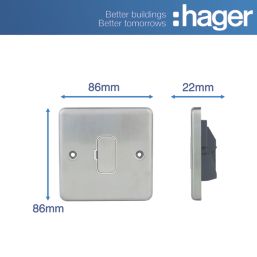 Hager Sollysta WRSU83BSW  13A Unswitched Fused Spur  Brushed Steel with White Inserts