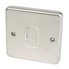 Hager Sollysta WRSU83BSW  13A Unswitched Fused Spur  Brushed Steel with White Inserts