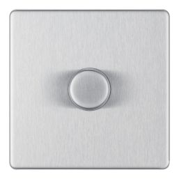 LAP  1-Gang 2-Way LED Dimmer Switch  Brushed Steel with Colour-Matched Inserts