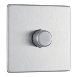LAP  1-Gang 2-Way LED Dimmer Switch  Brushed Steel with Colour-Matched Inserts