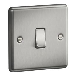 Knightsbridge Raised Edge Rounded 10AX 1-Gang 1-Way Double Pole Switch  Brushed Chrome