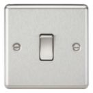 Knightsbridge Raised Edge Rounded 10AX 1-Gang 1-Way Double Pole Switch  Brushed Chrome