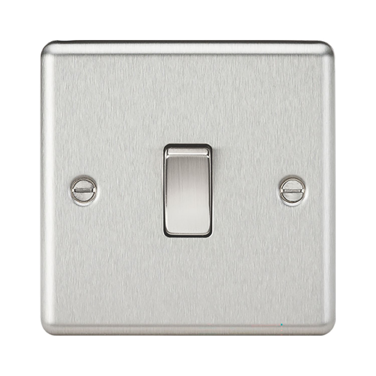 Knightsbridge Raised Edge Rounded 10AX 1-Gang 1-Way Double Pole Switch Brushed Chrome (898CR)