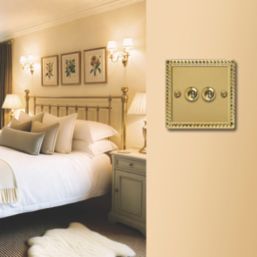 Varilight  10A 2-Gang 2-Way Toggle Light Switch  Georgian Brass