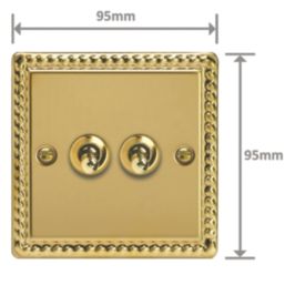 Varilight  10A 2-Gang 2-Way Toggle Light Switch  Georgian Brass