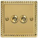 Varilight  10A 2-Gang 2-Way Toggle Light Switch  Georgian Brass