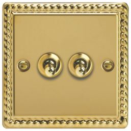 Varilight  10A 2-Gang 2-Way Toggle Light Switch  Georgian Brass