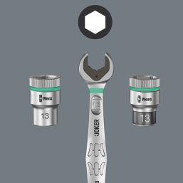 Wera Joker Combination Ratchet Wrench 6 Piece Set with Double Open-End  Wrenches