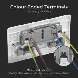 British General 800 Series 13A 2-Gang SP Switched Socket White