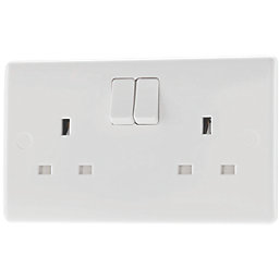 British General 800 Series 13A 2-Gang SP Switched Socket White