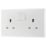 British General 800 Series 13A 2-Gang SP Switched Socket White