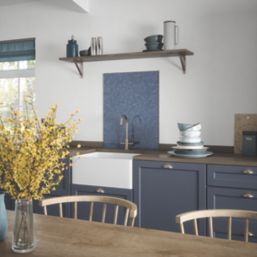 Country Living Acanthus Leaf Blue Kitchen Splashback 600mm x 750mm x 6mm