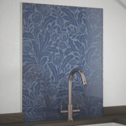 Country Living Acanthus Leaf Blue Kitchen Splashback 600mm x 750mm x 6mm