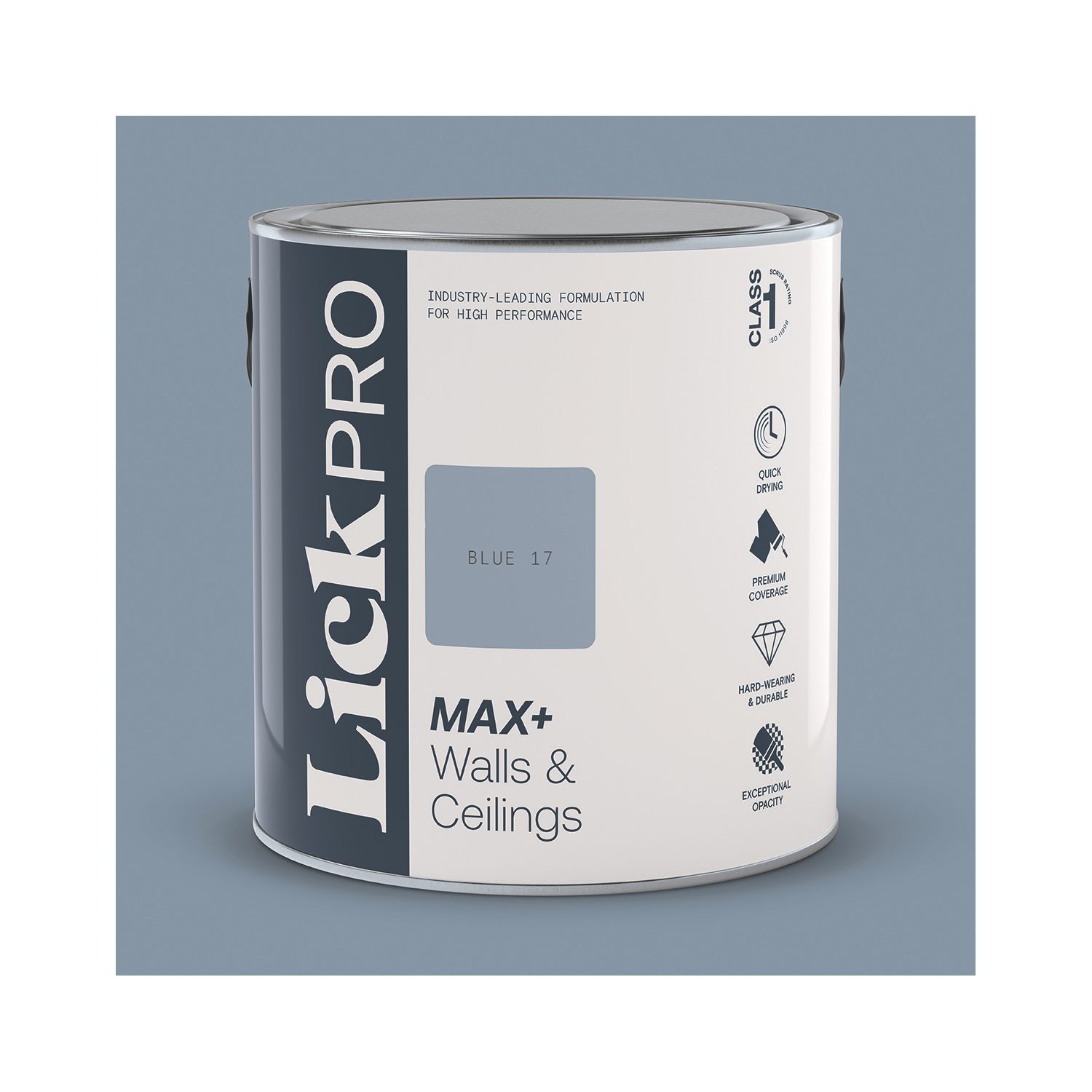 LickPro Max+ 2.5Ltr Blue 17 Eggshell Emulsion Paint (898JY)
