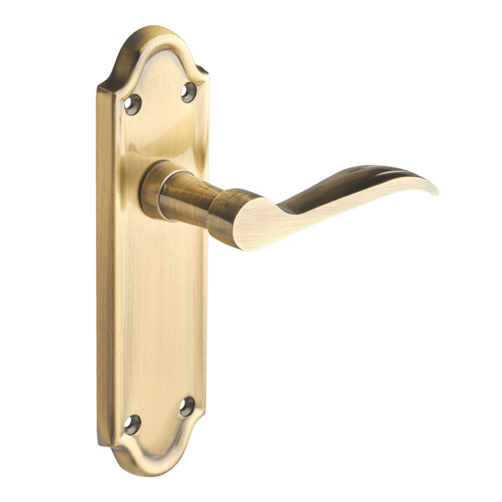 Designer Levers Kennington Fire Rated Latch Lever Door Handle Pair Antique Brass Screwfix