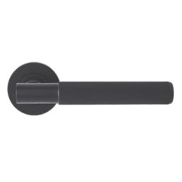 Eclipse Insignia Premium  Fire Rated Linear Lever On Rose Door Handle Pair Matt Black 1 Pair