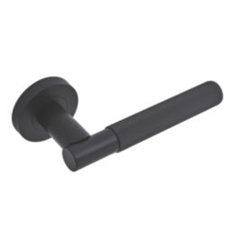 Eclipse Insignia Premium  Fire Rated Linear Lever On Rose Door Handle Pair Matt Black 1 Pair