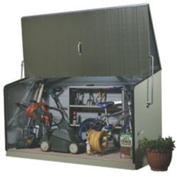 Trimetals Storeguard 6' 6" x 3' (Nominal) Pent Metal Shed with Base Olive/Moorland Green