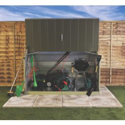 Trimetals Storeguard 6' 6" x 3' (Nominal) Pent Metal Shed with Base Olive/Moorland Green