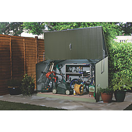 Trimetals Storeguard 6' 6" x 3' (Nominal) Pent Metal Shed with Base Olive / Moorland Green