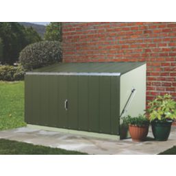 Trimetals Storeguard 6' 6" x 3' (Nominal) Pent Metal Shed with Base Olive/Moorland Green