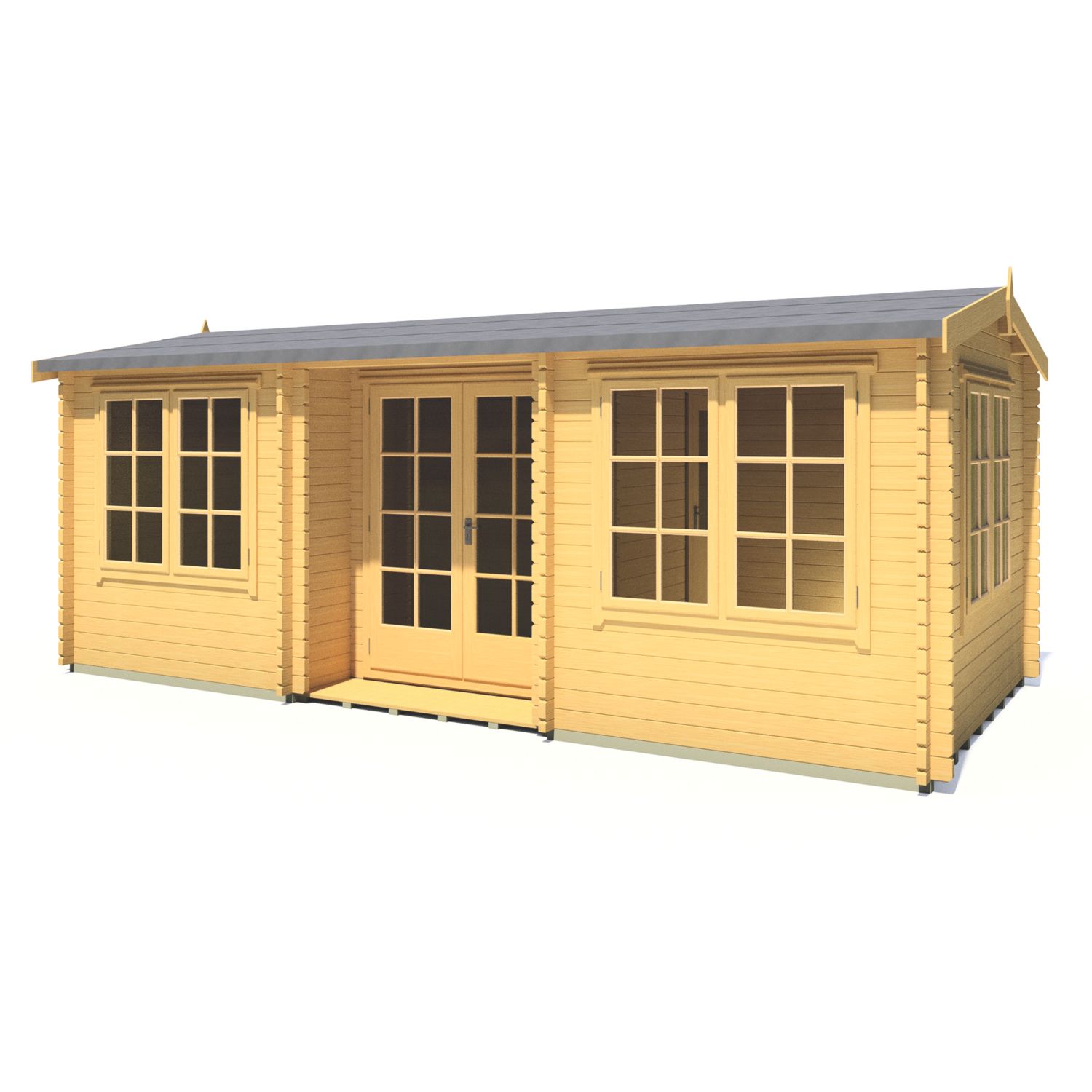 Shire Elveden 19' 6" x 10' (Nominal) Reverse Apex Timber Log Cabin (898TJ)