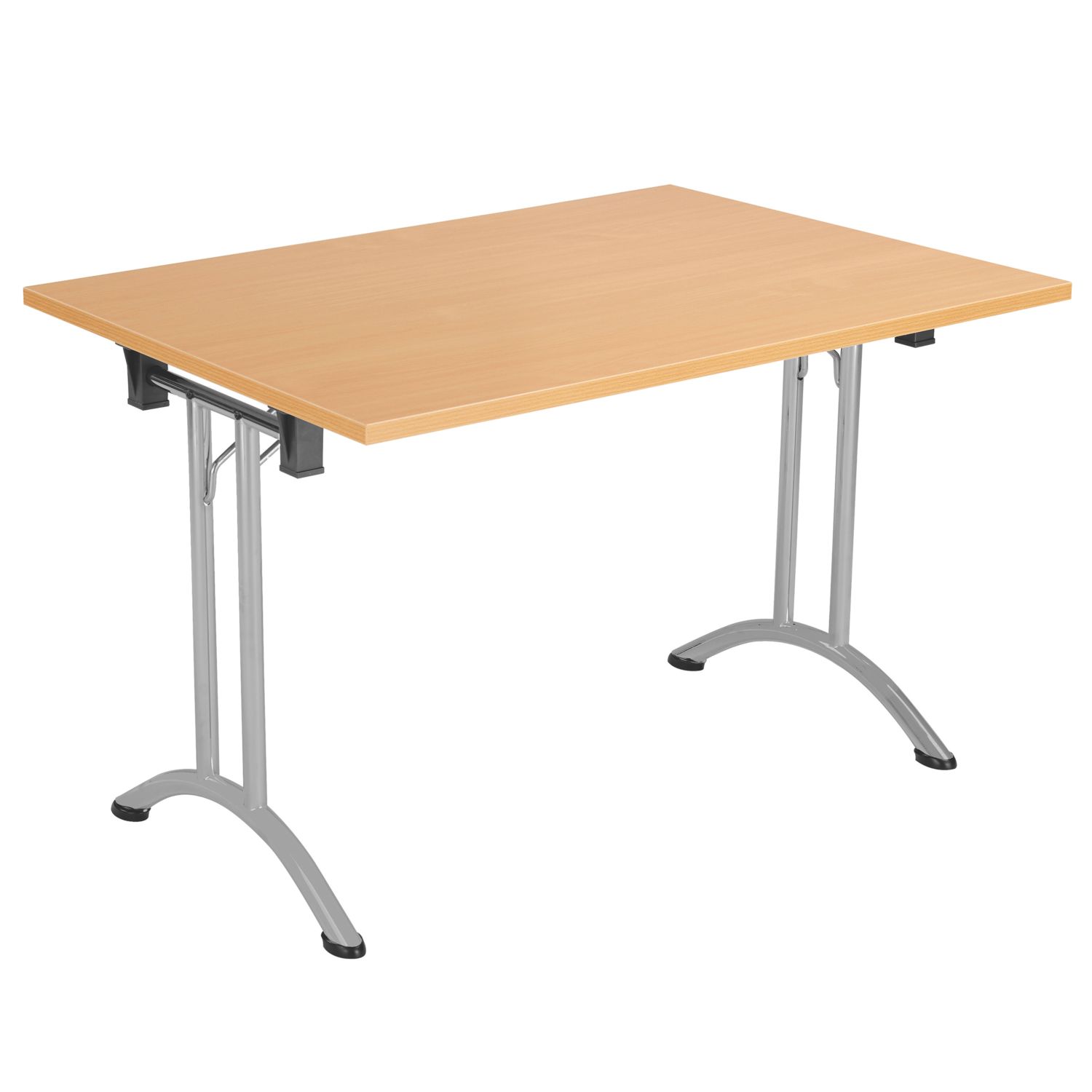 TC Group One Union Rectangular Folding Table Beech/Silver 1200mm x 700mm (898TT)