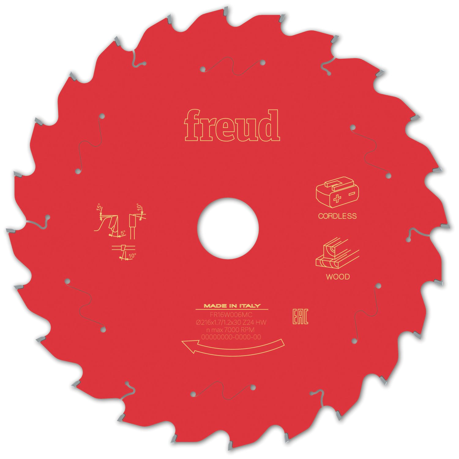 Freud F03FS10061 Wood/Chipboard/MDF Circular Saw Blade 216mm x 30mm 24T (898VX)