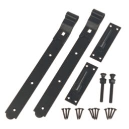 GateMate Black Cranked Band & Hook on Plate 164mm x 18" x 450mm 2 Pack