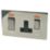 Crabtree Platinum 45A 2-Gang DP Cooker Switch & 13A DP Switched Socket Black Nickel with Neon with Black Inserts