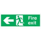 Essentials  Non Photoluminescent "Fire Exit" Left Arrow Signs 150mm x 450mm 50 Pack