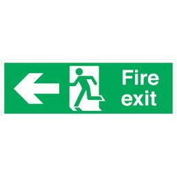 Non Photoluminescent "Fire Exit" Left Arrow Signs 150mm x 450mm 50 Pack